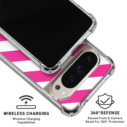 Pink and White Geometric Stripes Pixel 9/9 Pro Clear Case